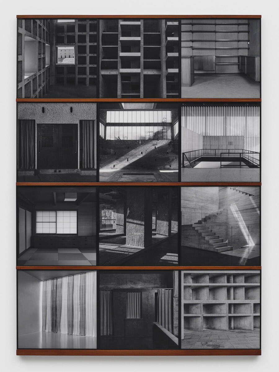 Dayanita Singh, Architects’ Gathering, 2024. Teak panel and archival pigment prints. 191 × 137 × 5 cm. Courtesy: the artist and Frith Street Gallery